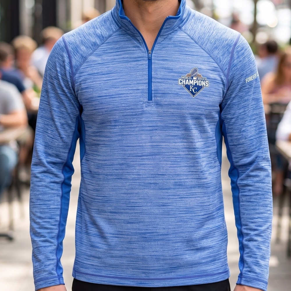 Antigua Kansas City Royals 2015 World Series Champions Blue Quarter Zip Pullover